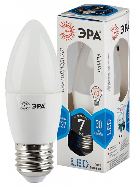 Лампа светодиодная Эра Стандарт E27 7Вт 4000K LED B35-7W-840-E27