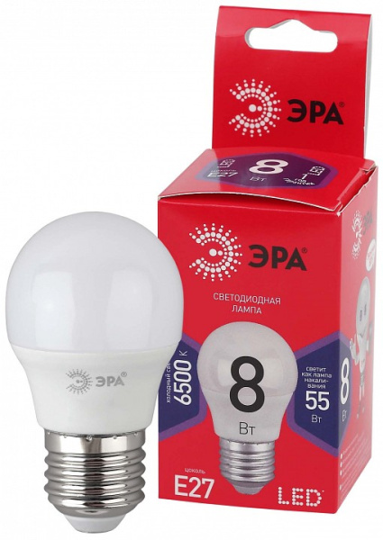 Лампа светодиодная Эра  E27 8Вт 6500K LED P45-8W-865-E27 R