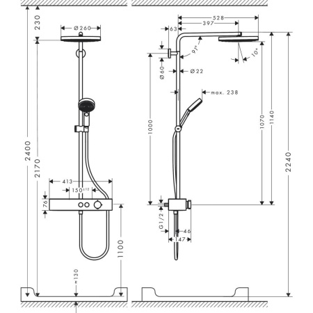 Душевая стойка hansgrohe Pulsify Showerpipe 24220000 хром