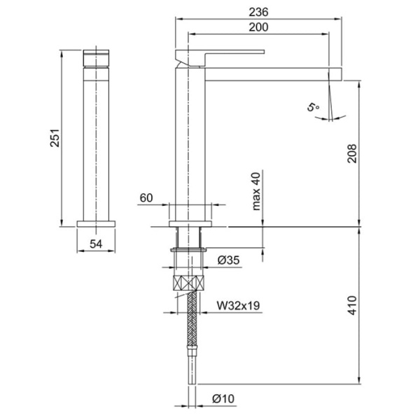 Смеситель для раковины Fantini Mare 51 02 1051F