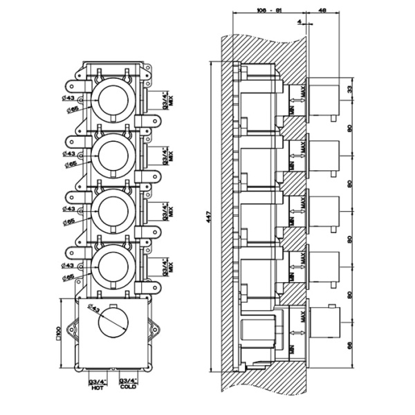 Смеситель для душа Gessi 316 54508#707 черный матовый