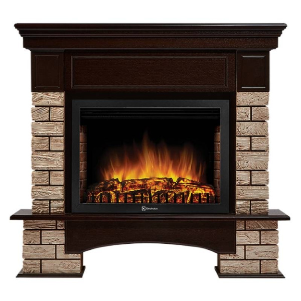 Портал Firelight Forte Wood 25 камень коричневый шпон темный дуб
