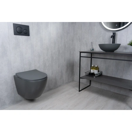 Раковина-чаша GID 9081gnm 36x36 см, накладная, серый матовый
