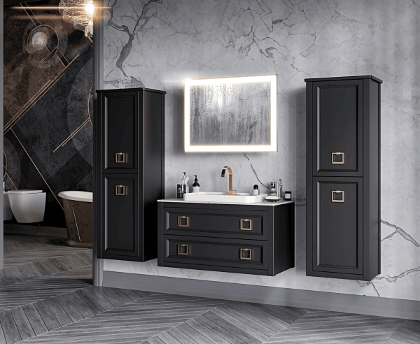 Пенал Bagno Piu Vintage 48 VNS-3-175-32 DX + BU 014.75.Con Oro матовый антрацит/золото
