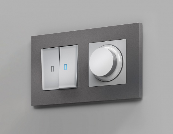 Выключатель двухклавишный с подсветкой без рамки Ambrella Volt Quant MA404020