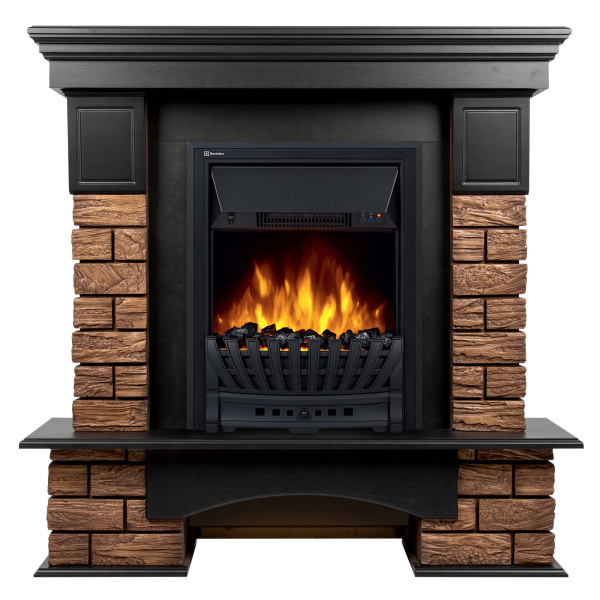 Портал Firelight Forte Wood Classic камень темный шпон венге