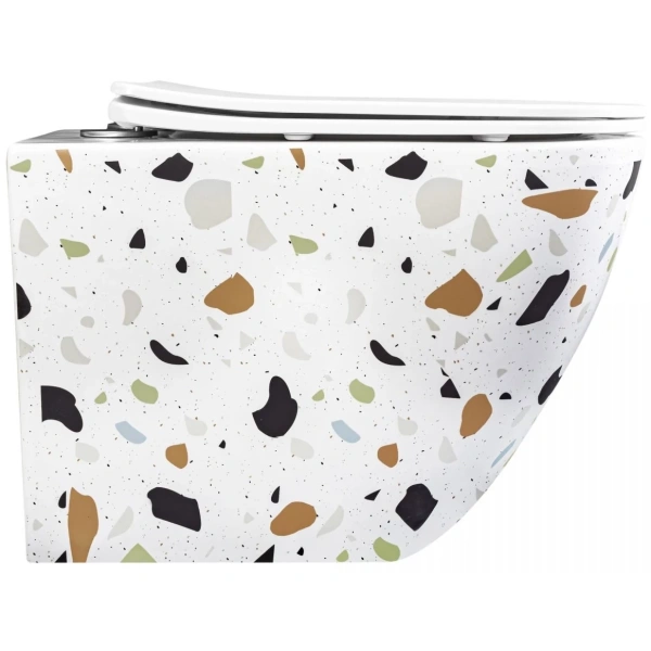 Унитаз подвесной Rea Carlo Terazzo REA-C8005 безободковый, с сиденьем микролифт, мультиколор