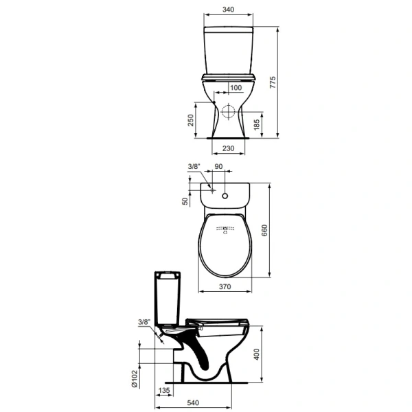 Унитаз-компакт Vidima Seva Fresh E405061 с функцией биде, с сиденьем микролифт, белый
