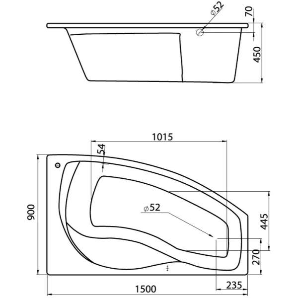 Акриловая ванна 150x90 см R Santek Майорка 1.WH11.1.985