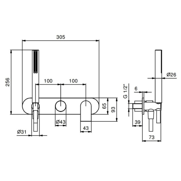 Смеситель для душа Fantini Mare 51 02 V084B