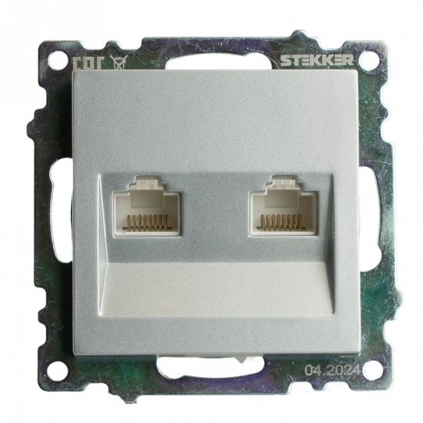 Розетка двойная Ethernet RJ-45 без рамки Stekker Катрин 50005