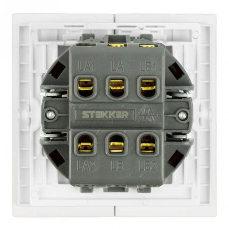 Переключатель двухклавишный без рамки Stekker Мия 50434