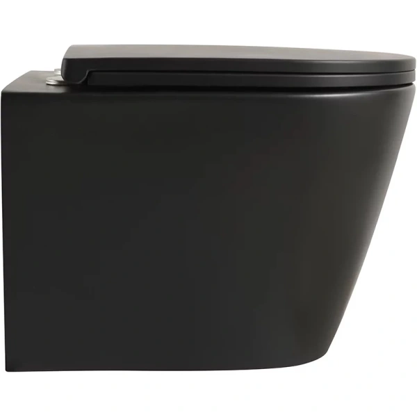 Унитаз подвесной Veconi Ando VAN-48TB безободковый, торнадо, с сиденьем микролифт, черный матовый