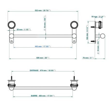 Полотенцедержатель THG Diplomate Roped Rings U4C.G02.514/45