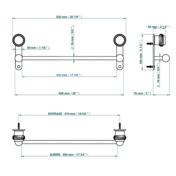 Полотенцедержатель THG Diplomate Roped Rings U4C.G02.514/45
