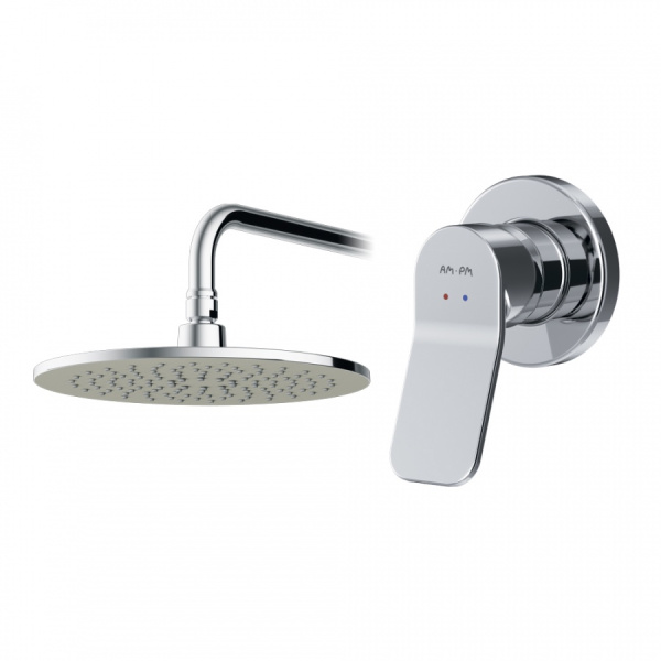Набор: смеситель для душа верхний душ с держателем AM.PM X-Joy FB85A2R010 хром