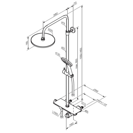 Душевая стойка Damixa Jupiter 977750300 с термостатом черная матовая