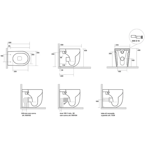 Унитаз приставной Kerasan Nolita 531981 безободковый, торнадо, фундук матовый