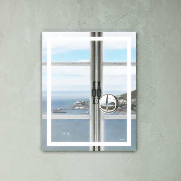 Зеркало с контурной Led-подсветкой AM.PM GEM 55 M91AMOX0553WG часами и косметическим зеркалом