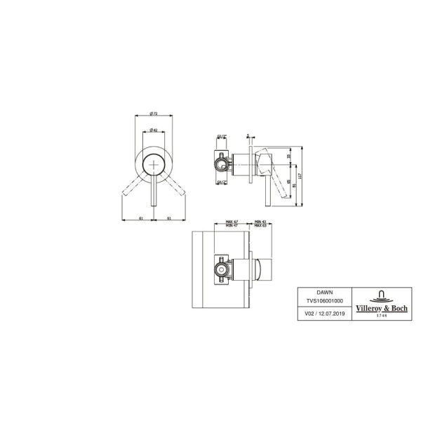Смеситель для душа Villeroy&Boch Dawn TVS10600100061