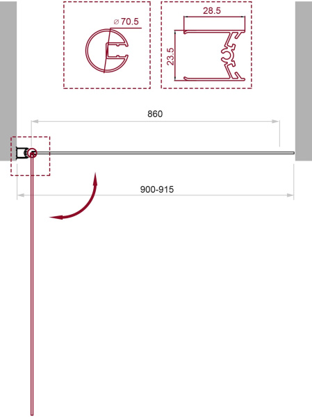 Шторка для ванны BelBagno Uno UNO-V-1-90/150-C-Cr