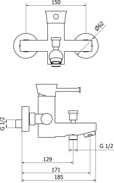 Смеситель для ванны Cezares POSITANO POSITANO-VM-01