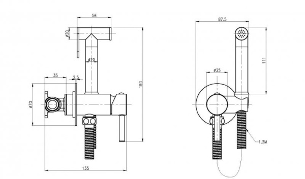 Гигиенический душ со смесителем Cezares CZR-SET-DA1-ID2-FMM120-01