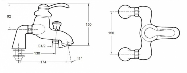 Смеситель для ванны Jacob Delafon Fairfax E71091-CP