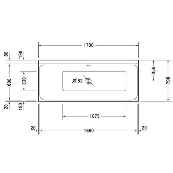 Акриловая ванна 170x70 см L Duravit P3 Comforts 700373000000000
