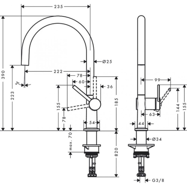 Смеситель для кухни hansgrohe Talis M54 220 1jet 72804000