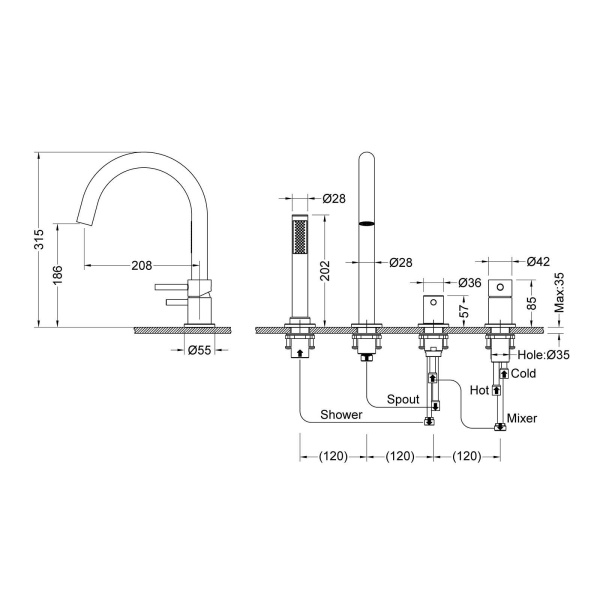 Смеситель для ванны Timo Saona 2320/17Y золото матовое