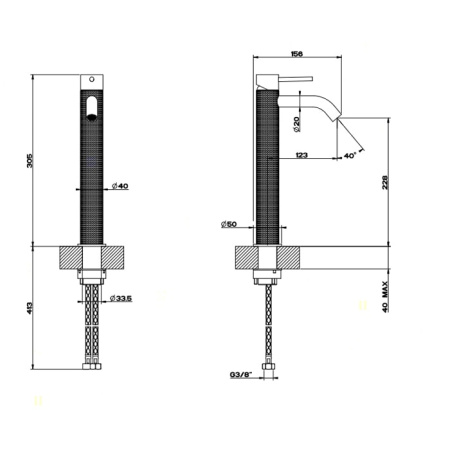 Смеситель для раковины Gessi 316 54409#239 нержавейка