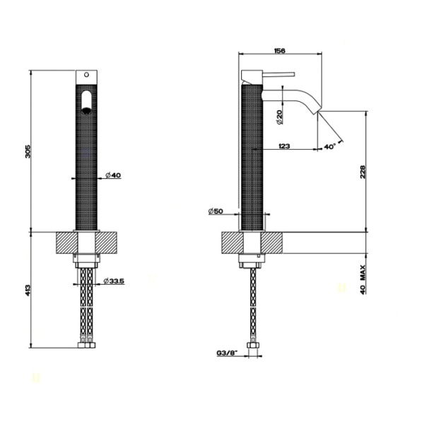 Смеситель для раковины Gessi 316 54409#239 нержавейка