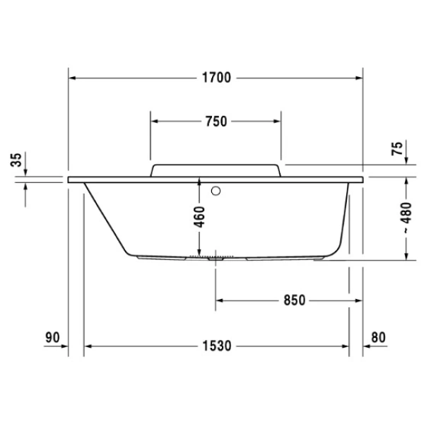 Акриловая ванна 170x75 см L Duravit DuraStyle 700296000000000