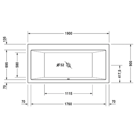 Акриловая ванна 190x90 см Duravit Vero 700136000000000