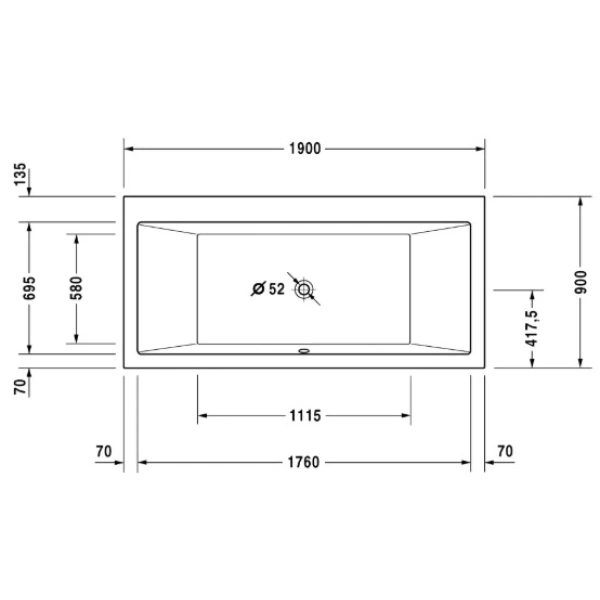 Акриловая ванна 190x90 см Duravit Vero 700136000000000