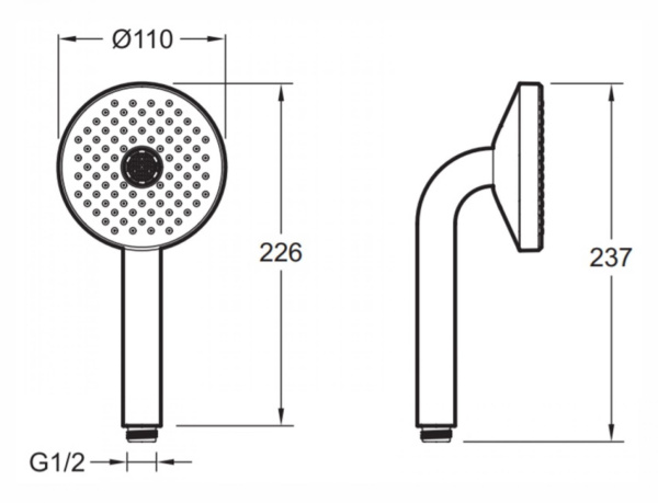 Лейка для душа Jacob Delafon Duo E27796-CAT матовый хром