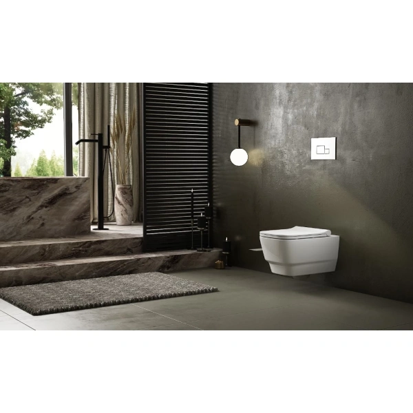 Унитаз подвесной Boheme Bello 971-2-W безободковый, с функцией биде, белый