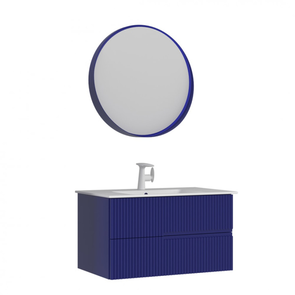 Тумба с раковиной Orka Moonlight 90 5001498 синий матовый/белый