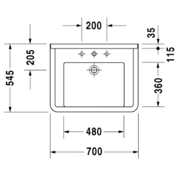 Раковина 70x54,5 см Duravit Starck 3 0309700000