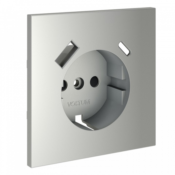 Накладка для розетки с заземлением и со шторками и 2хUSB type A и C Voltum S70 VLS001005