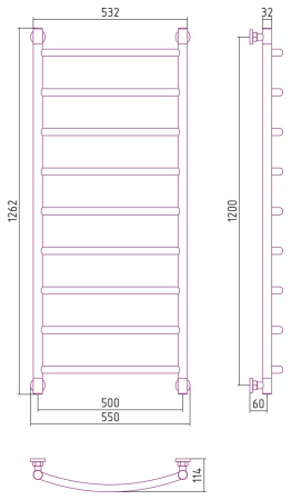 Полотенцесушитель водяной Сунержа Галант 120x50 00-0200-1250