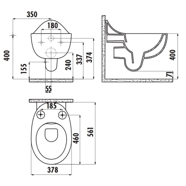 Унитаз подвесной Creavit Foglia FG321-00CB00E-0000 безободковый, с функцией биде, белый