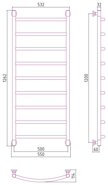 Полотенцесушитель водяной Сунержа Галант 120x50 00-0200-1250