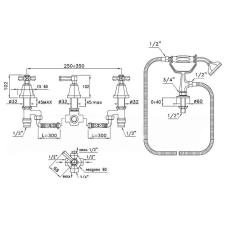 Смеситель для ванны Stella Eccelsa EC 02315 AU00 золото