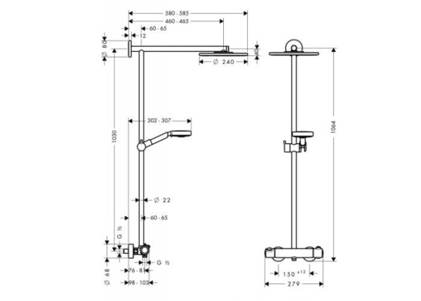 Душевая система hansgrohe Raindance Showerpipe 27160000