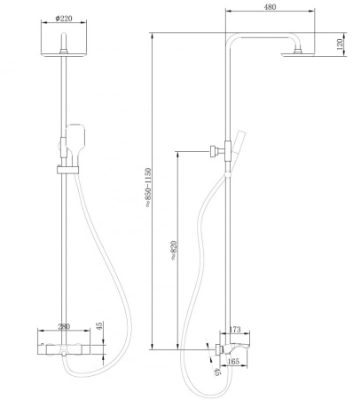 Душевая стойка Abber Thermostat AF8516B
