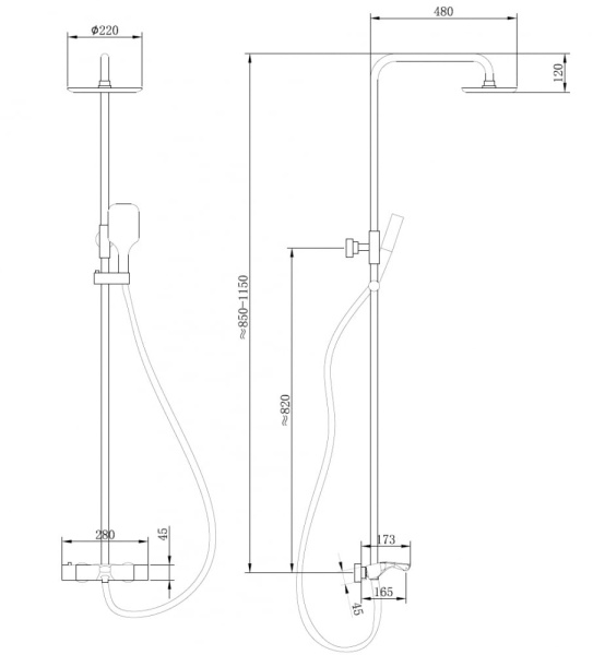 Душевая стойка Abber Thermostat AF8516B
