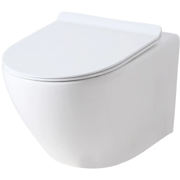 Унитаз подвесной Orange C07-100w безободковый, с сиденьем микролифт, белый глянец