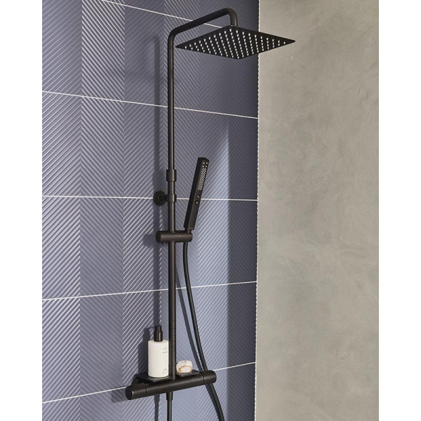 Душевая стойка Jacob Delafon Metro E26596-BL с термостатом черная матовая